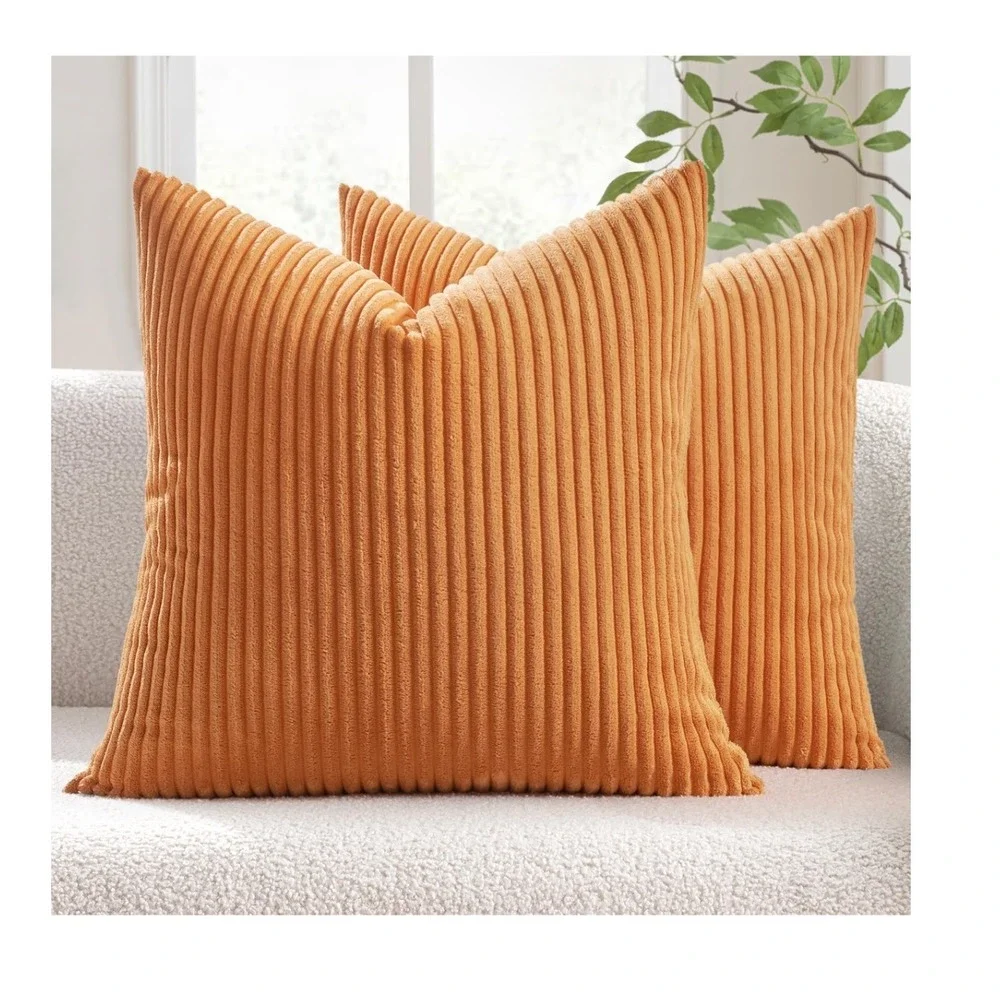 MIULEE‎ Corduroy Pillow Covers 2 Pack, 18x18 Inch, Soft Decorative Cushion